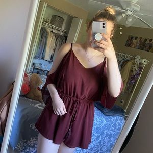 Flowy cold shoulder romper